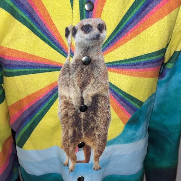 MR GUGU & MISS GO rare Merkeet Merkat rainbow snap baseball city jacket XS LBGTQ - Picture 2 of 6